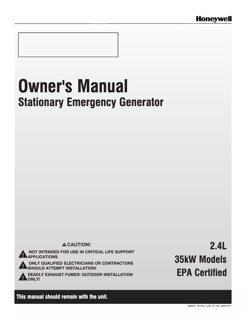 Page n°1 - Manuel utilisateur Honeywell HT03524ANAX