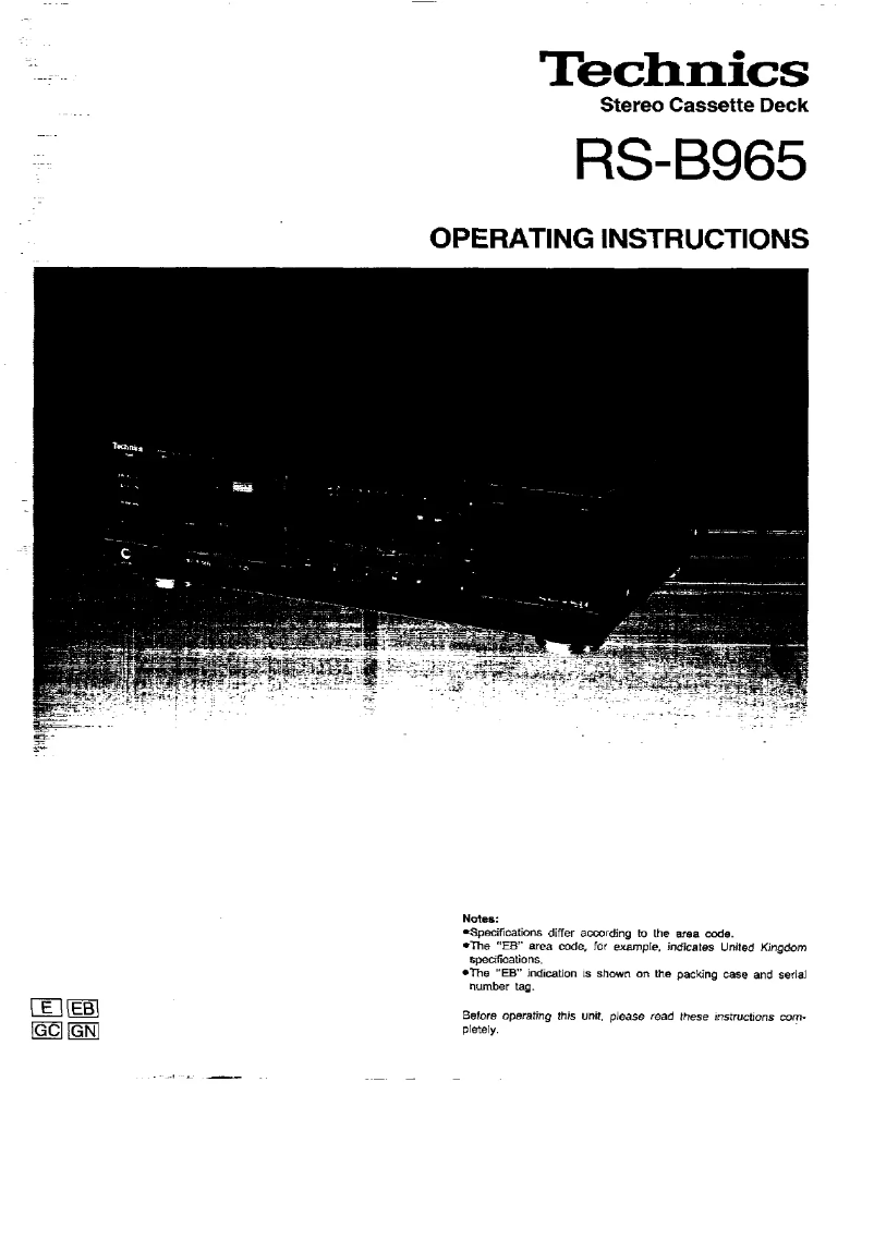 Image de la première page du manuel de l'appareil RS-B965