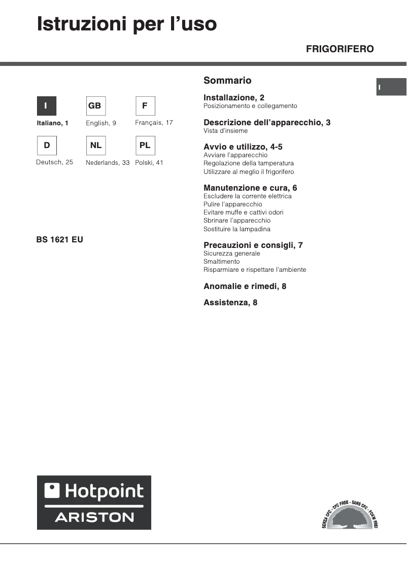 Image de la première page du manuel de l'appareil BS 1621 EU