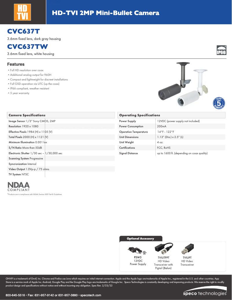 Image de la première page du manuel de l'appareil CVC637T