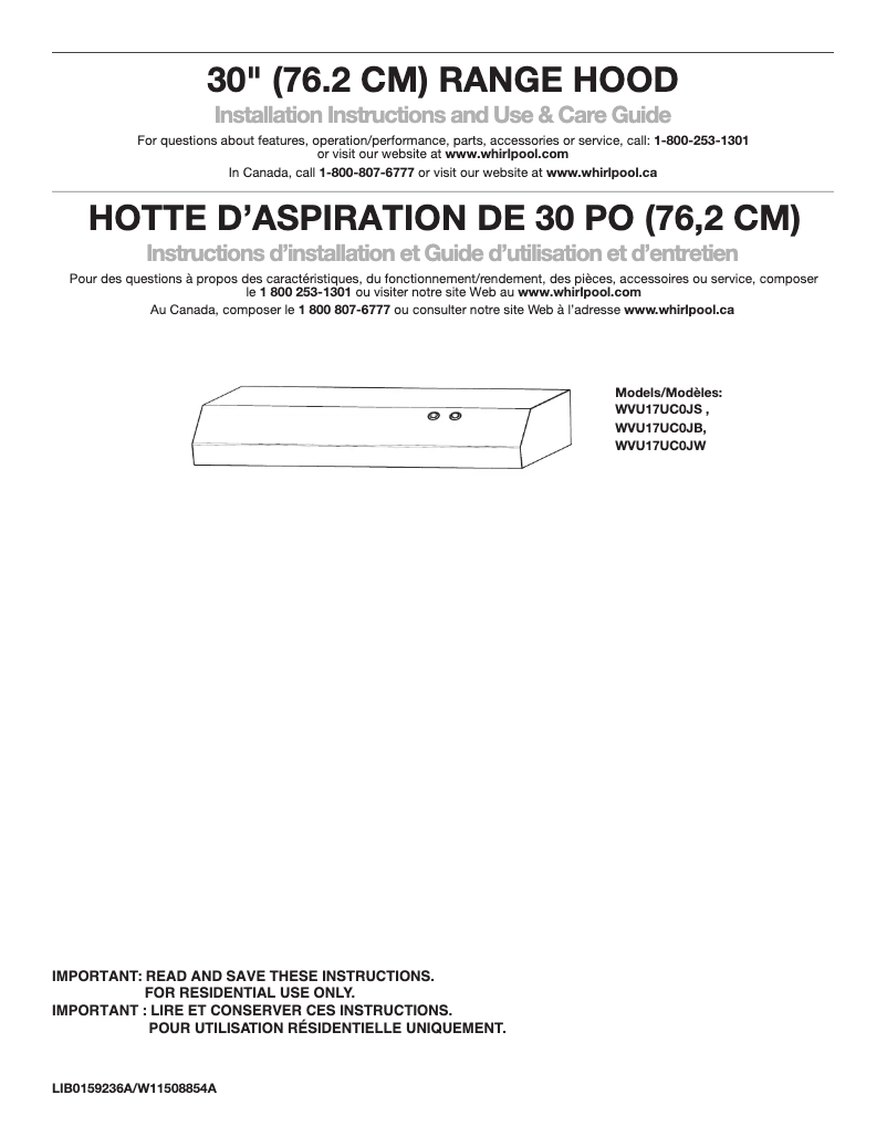Image de la première page du manuel de l'appareil WVU17UC0JW