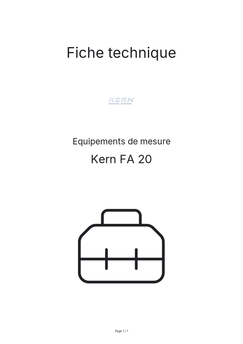 Image de la première page du manuel de l'appareil FA 20