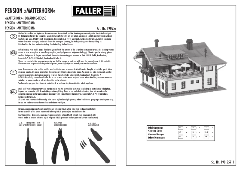 Page 1 de la notice Manuel utilisateur Faller 190557