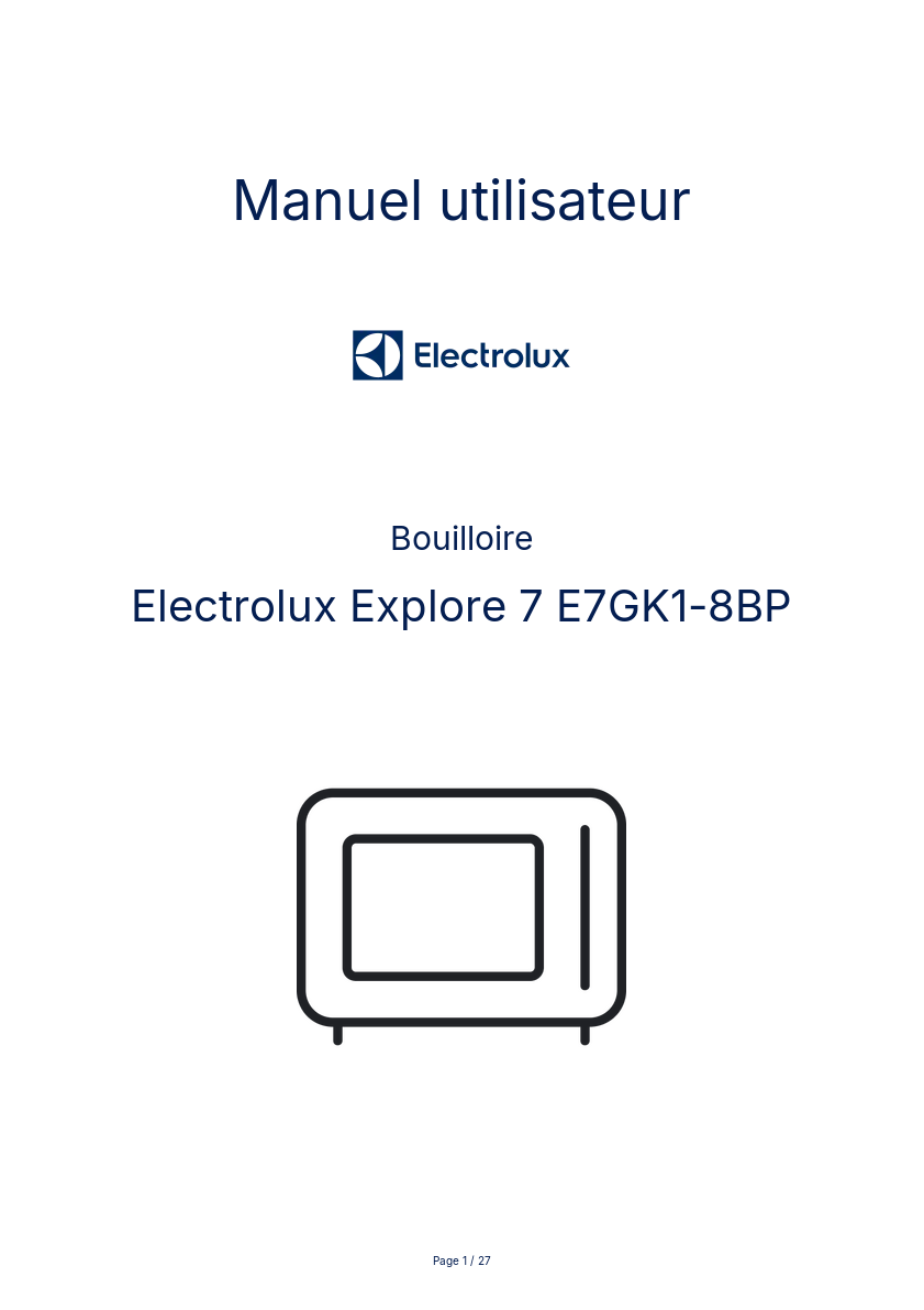 Page n°1 - Manuel utilisateur Electrolux Explore 7 E7GK1-8BP