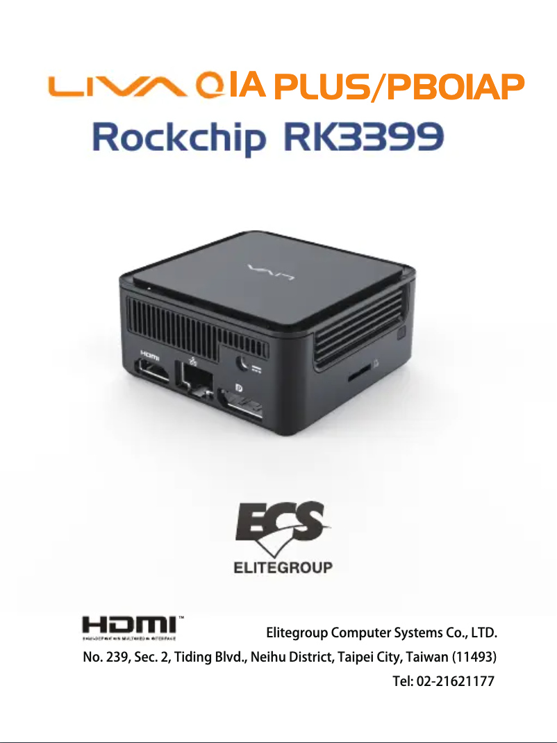 Page 1 de la notice Manuel utilisateur ECS LIVA Q1A Plus