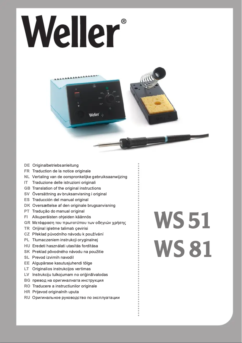 Page n°1 - Manuel utilisateur Weller T0053250699N
