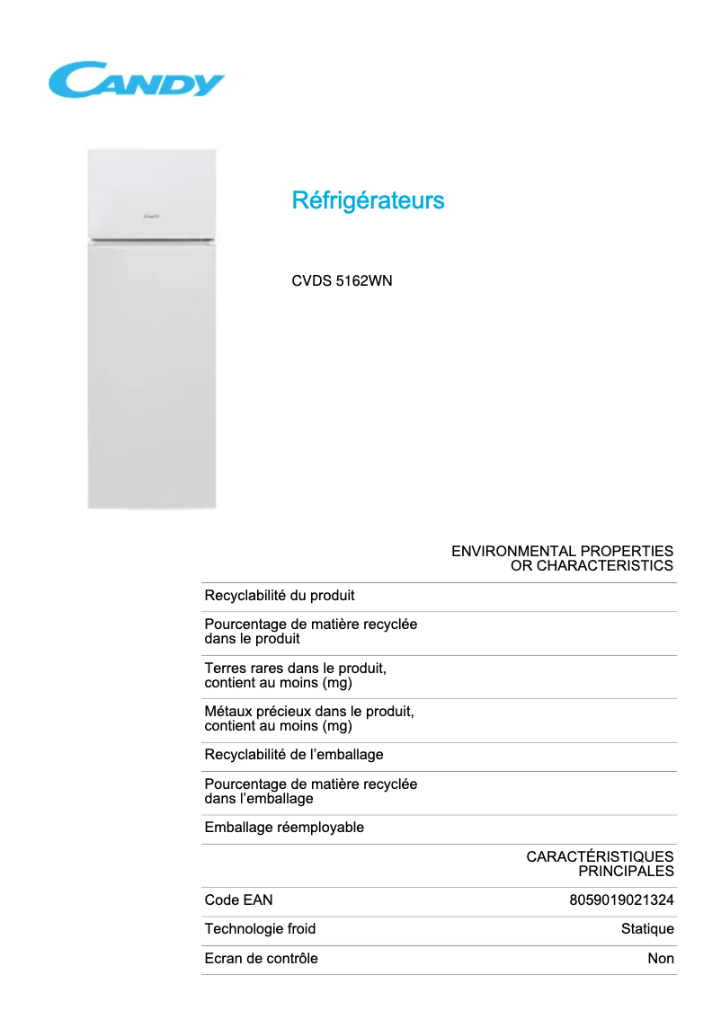 Image de la première page du manuel de l'appareil CVDS 5162WN