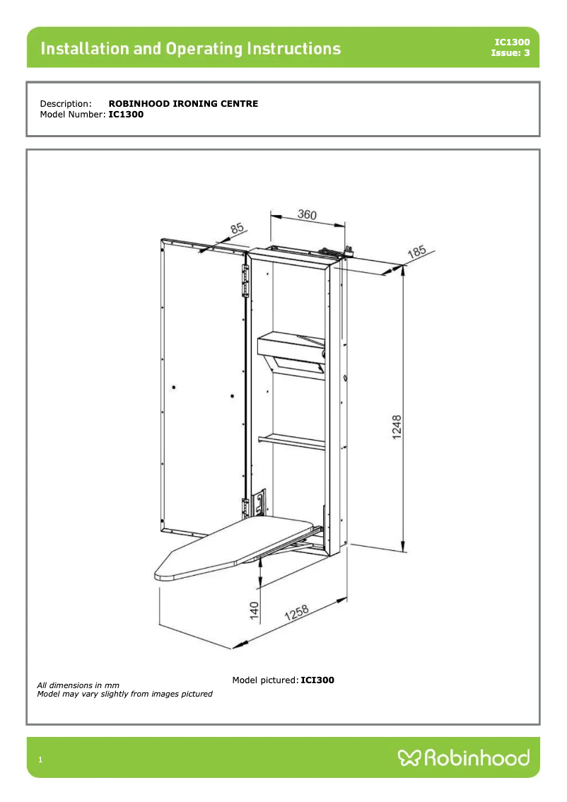 Page 1 de la notice Guide d'installation Robinhood IC1300