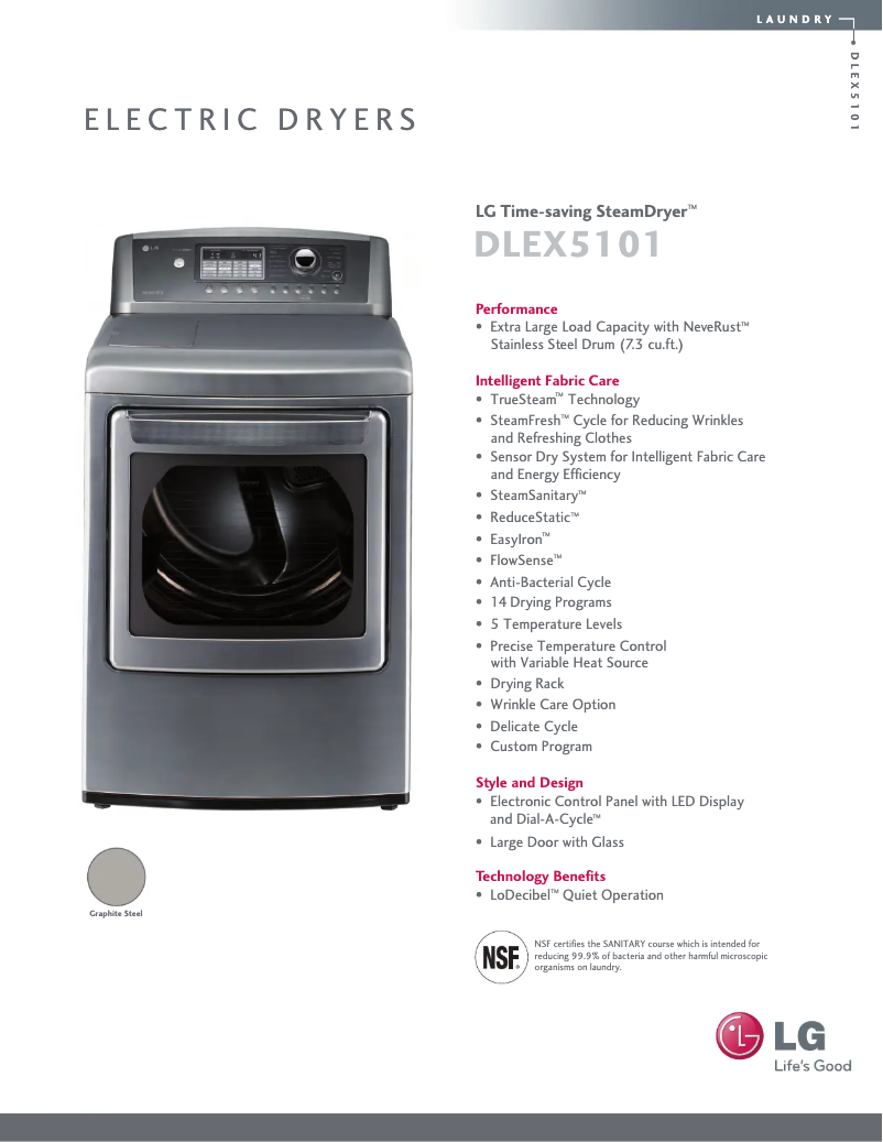 Página 1 del manual Ficha técnica LG DLEX5101V