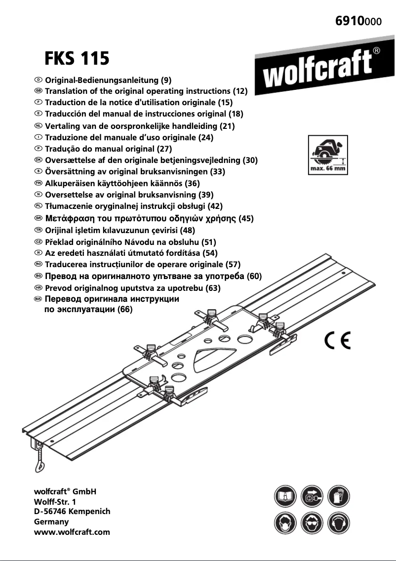 Page 1 de la notice Manuel utilisateur Wolfcraft FKS 115