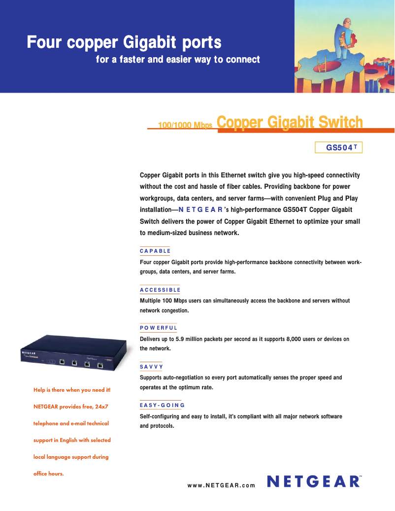 Page n°1 - Fiche technique Netgear GS504T