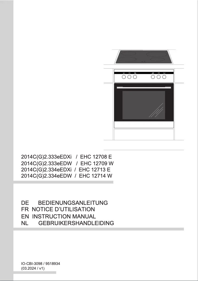 Page 1 de la notice Manuel utilisateur Amica EHC 12713 E