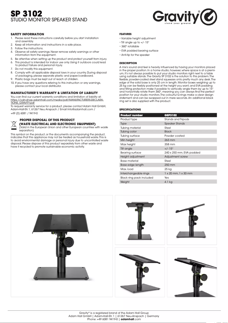 Image de la première page du manuel de l'appareil SP 3102