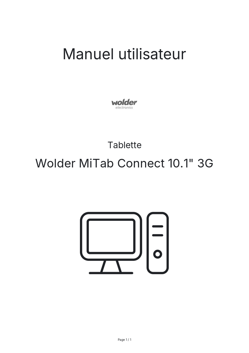 Image de la première page du manuel de l'appareil MiTab Connect 10.1" 3G
