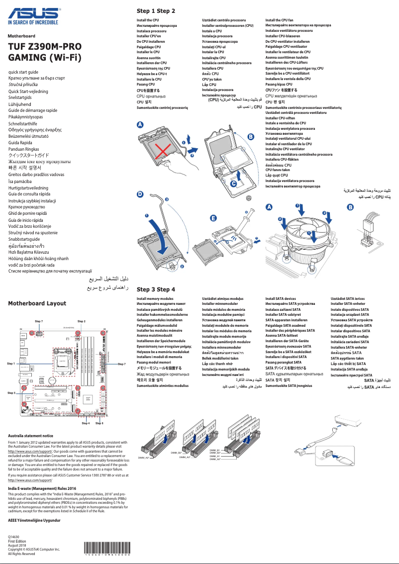 Page 1 de la notice Manuel utilisateur Asus TUF Z390M-PRO GAMING ‏