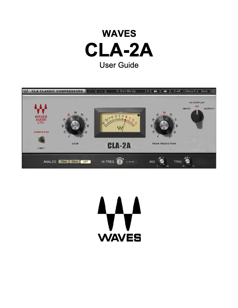 Page n°1 - Manuel utilisateur Waves CLA-2A