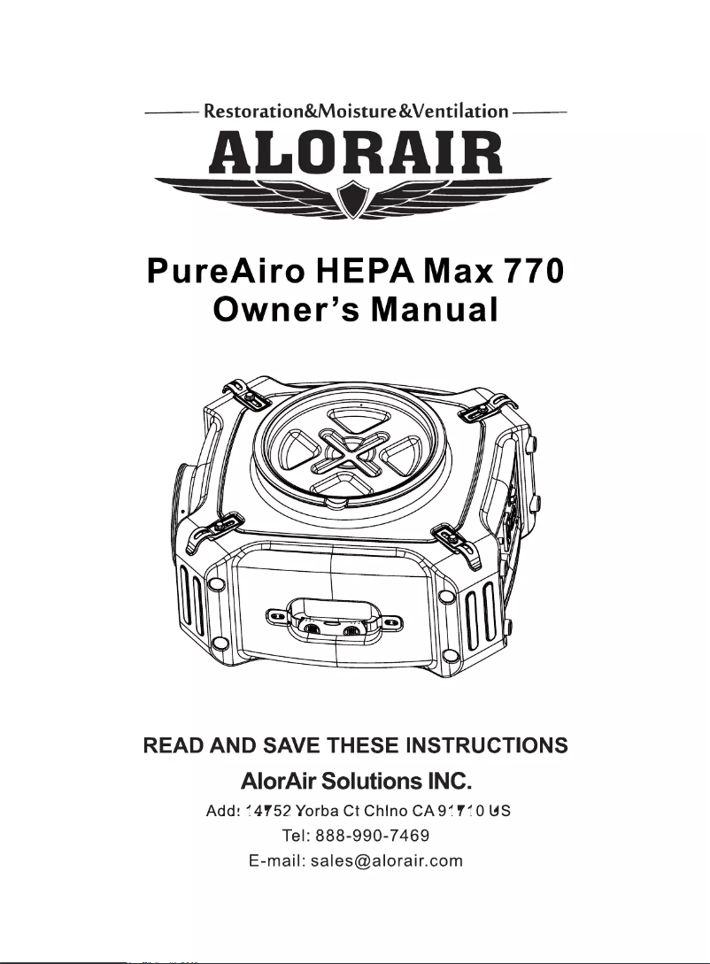 Image de la première page du manuel de l'appareil PureAiro HEPA Max 770
