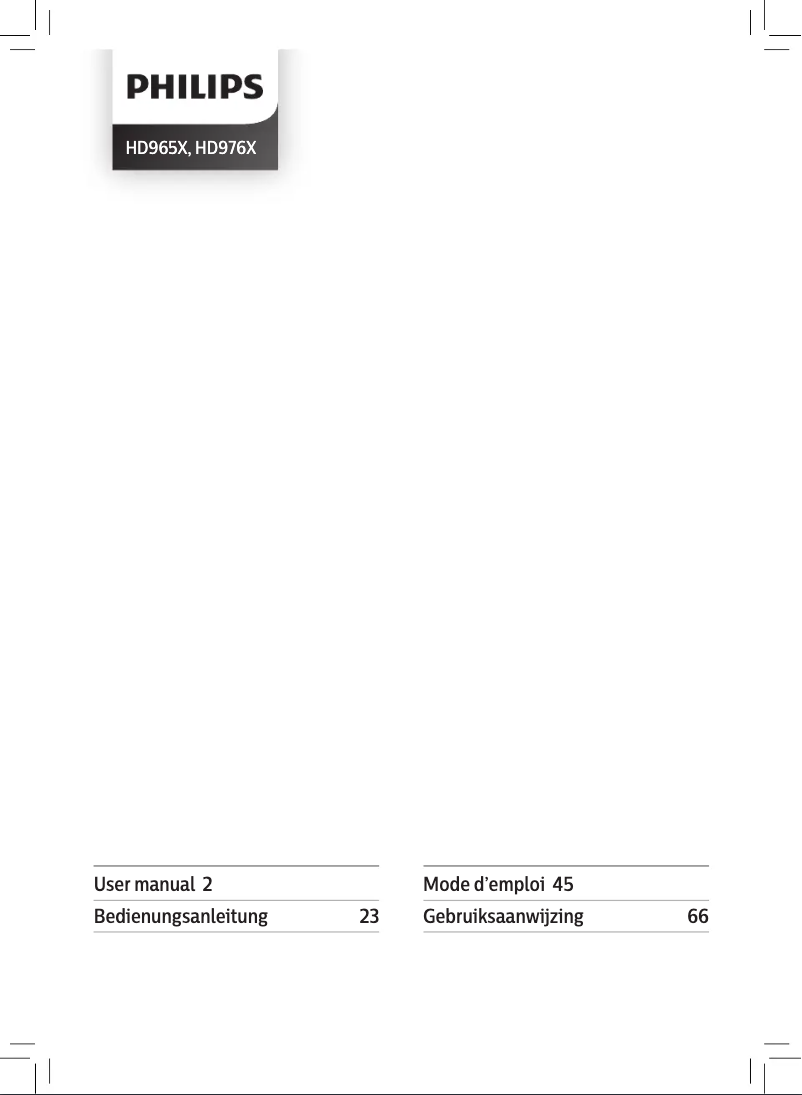 Page 1 de la notice Manuel utilisateur Philips Viva Collection HD9750