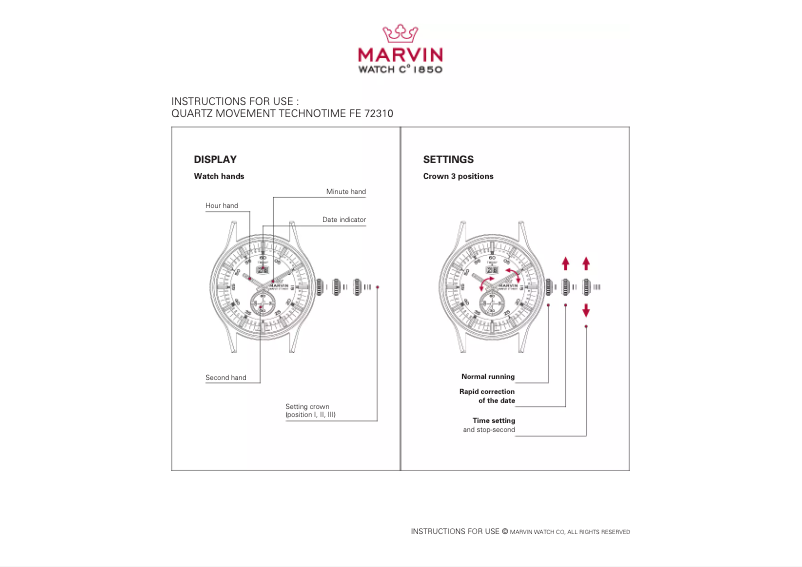 Page 1 de la notice Manuel utilisateur Marvin Technotime FE 72310