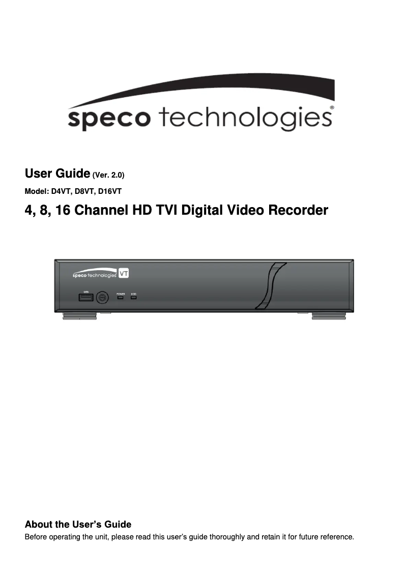 Página 1 del manual Manual de usuario Speco Technologies D8WVT