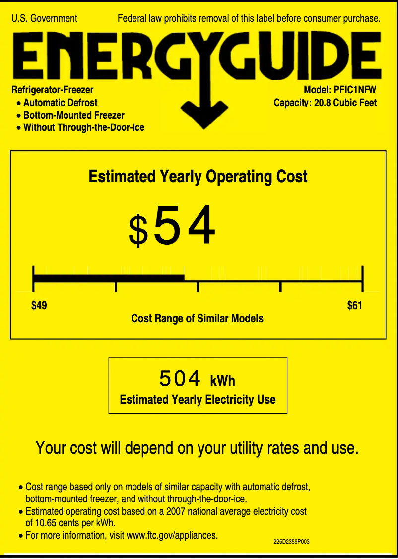 Image de la première page du manuel de l'appareil Profile PFIC1NFWWV