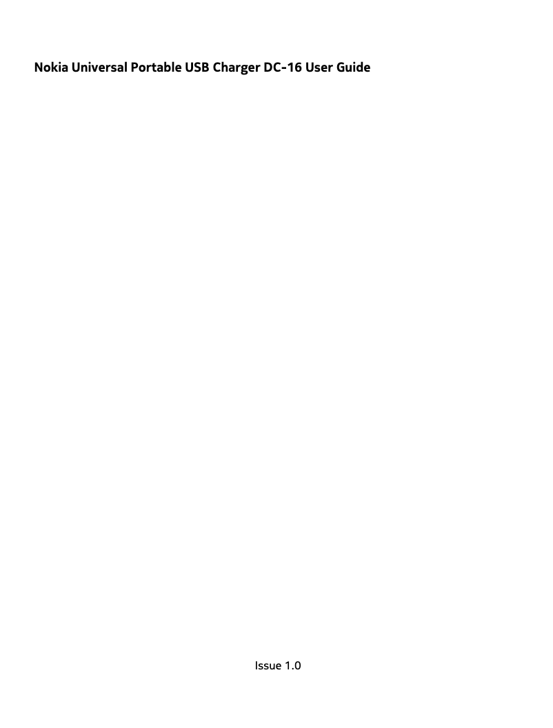Page 1 de la notice Manuel utilisateur Nokia DC-16