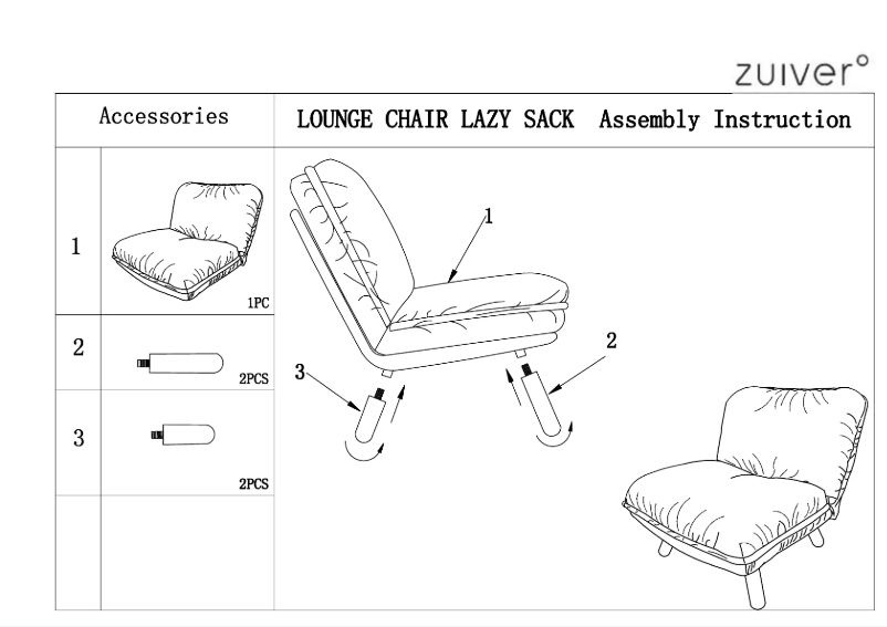 Page n°1 - Manuel utilisateur Zuiver Lazy Sack