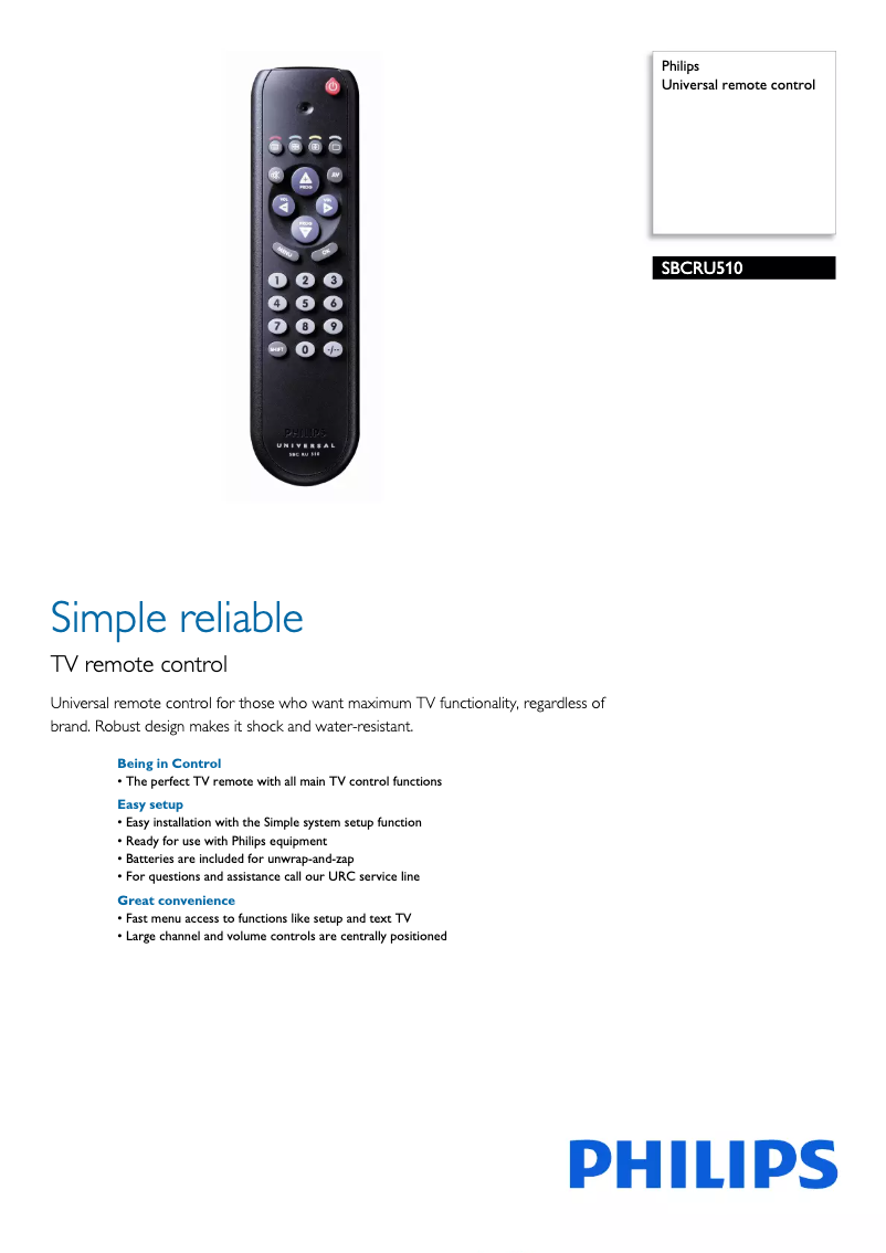 Page 1 de la notice Brochure Philips SBC RU 510