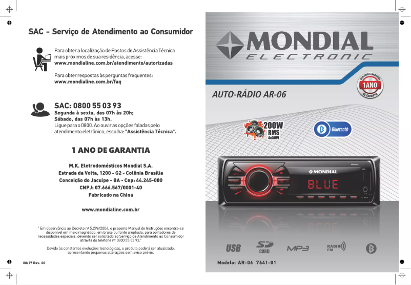 Página 1 del manual Manual de usuario Mondial AR-06