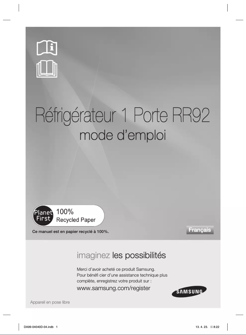 Page n°1 - Manuel utilisateur Samsung RR92HAWW
