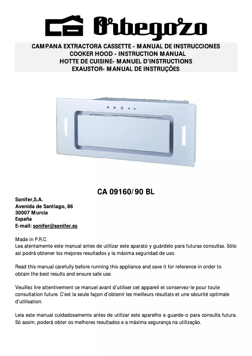 Image de la première page du manuel de l'appareil CA 09160 BL