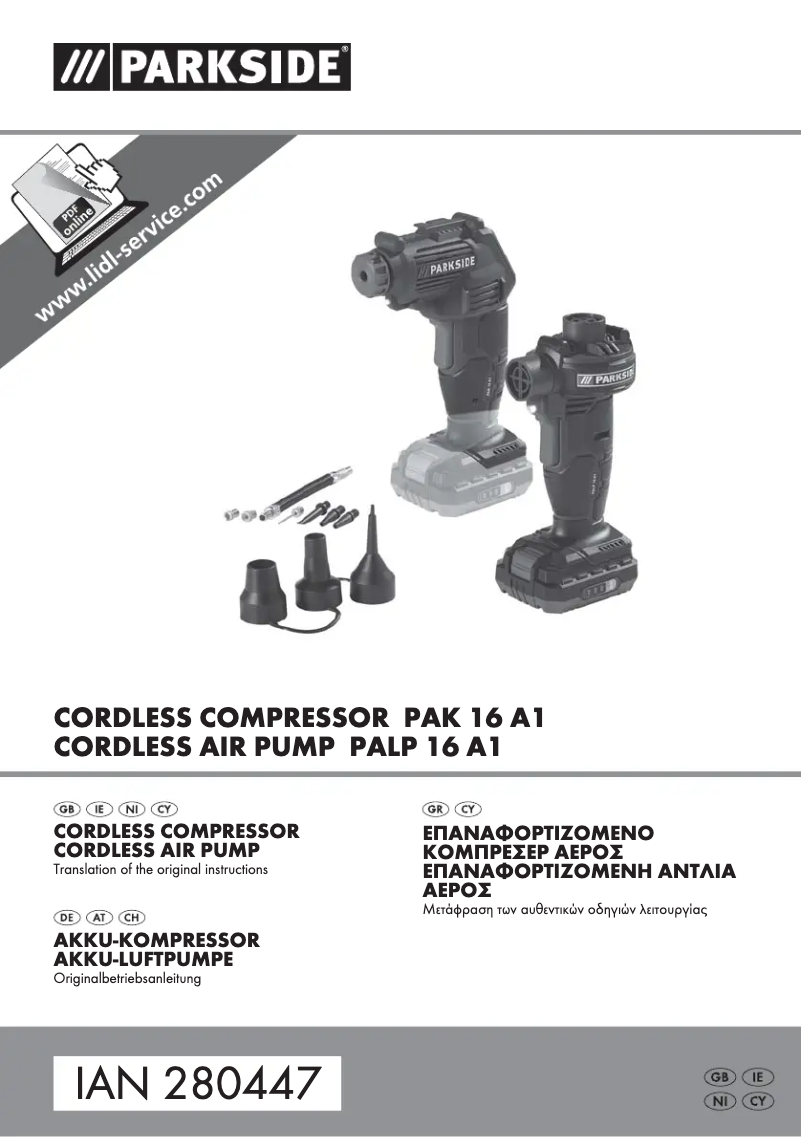 Página 1 del manual Manual de usuario Parkside PAK 16 A1