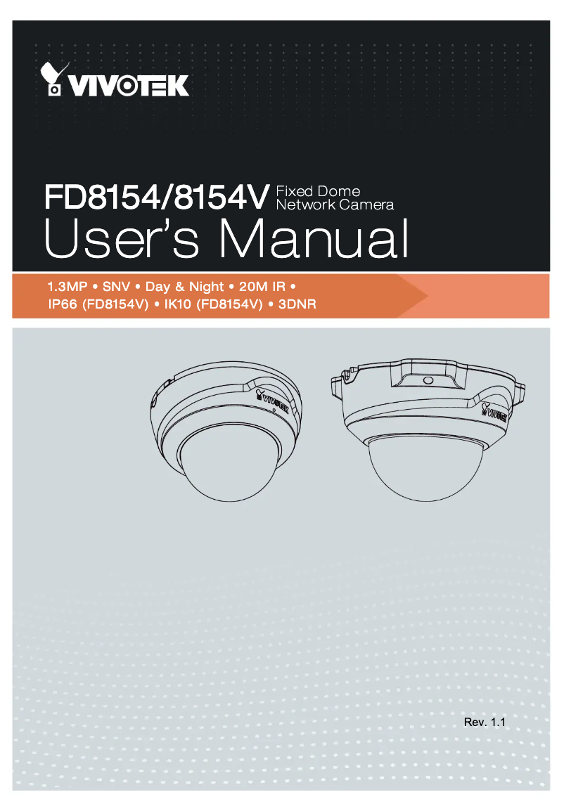 Page 1 de la notice Manuel utilisateur Vivotek FD8154-F2