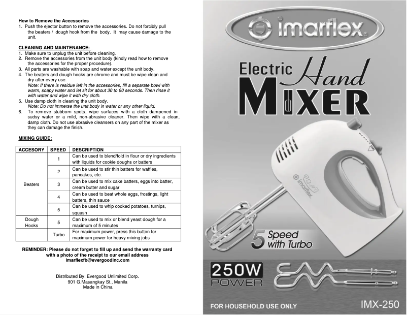 Image de la première page du manuel de l'appareil IMX-250