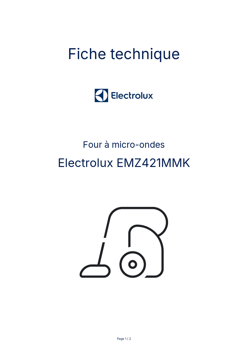 Page n°1 - Fiche technique Electrolux EMZ421MMK