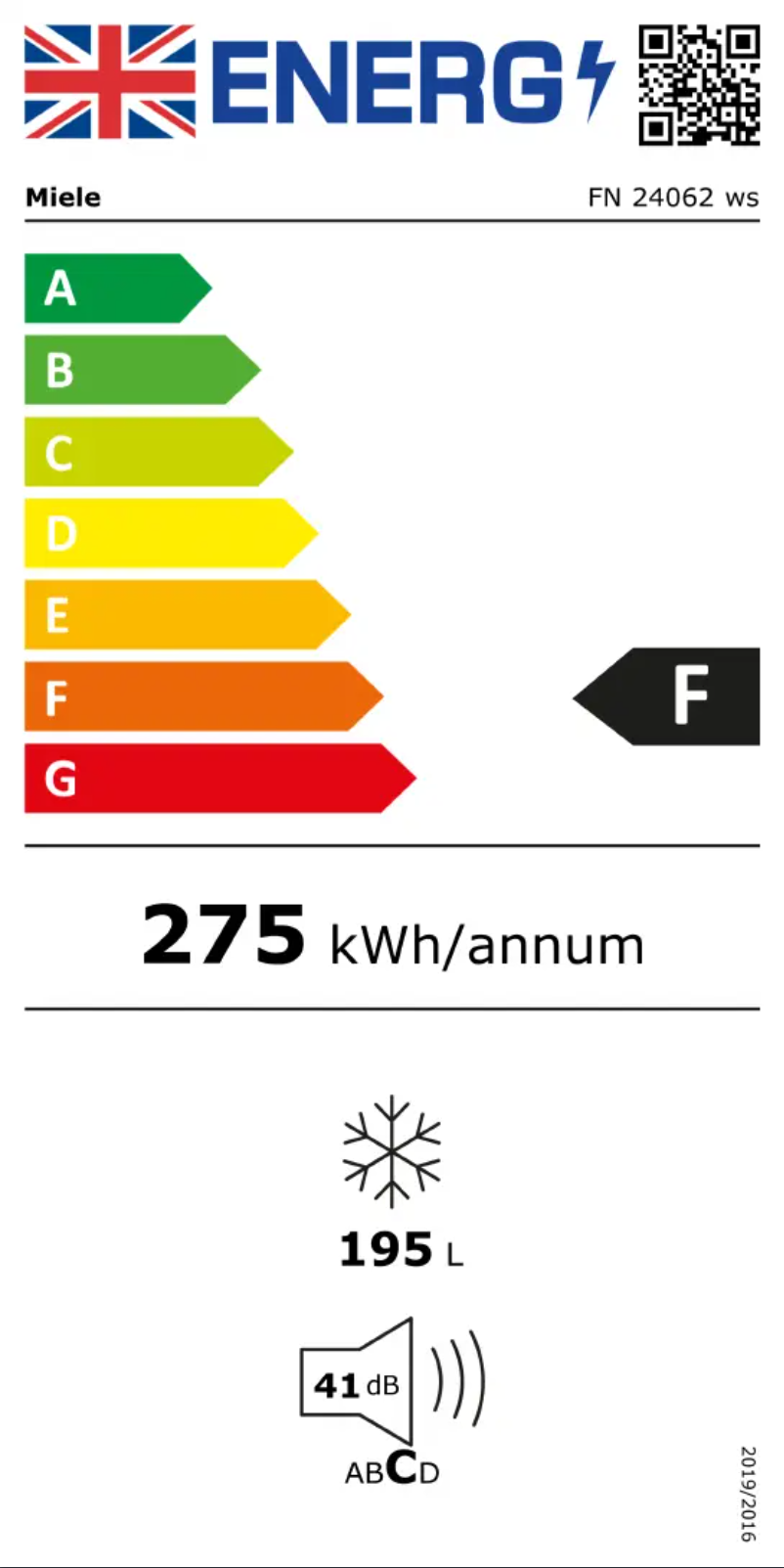 Page n°1 - Label énergétique Miele FN 24062 WS