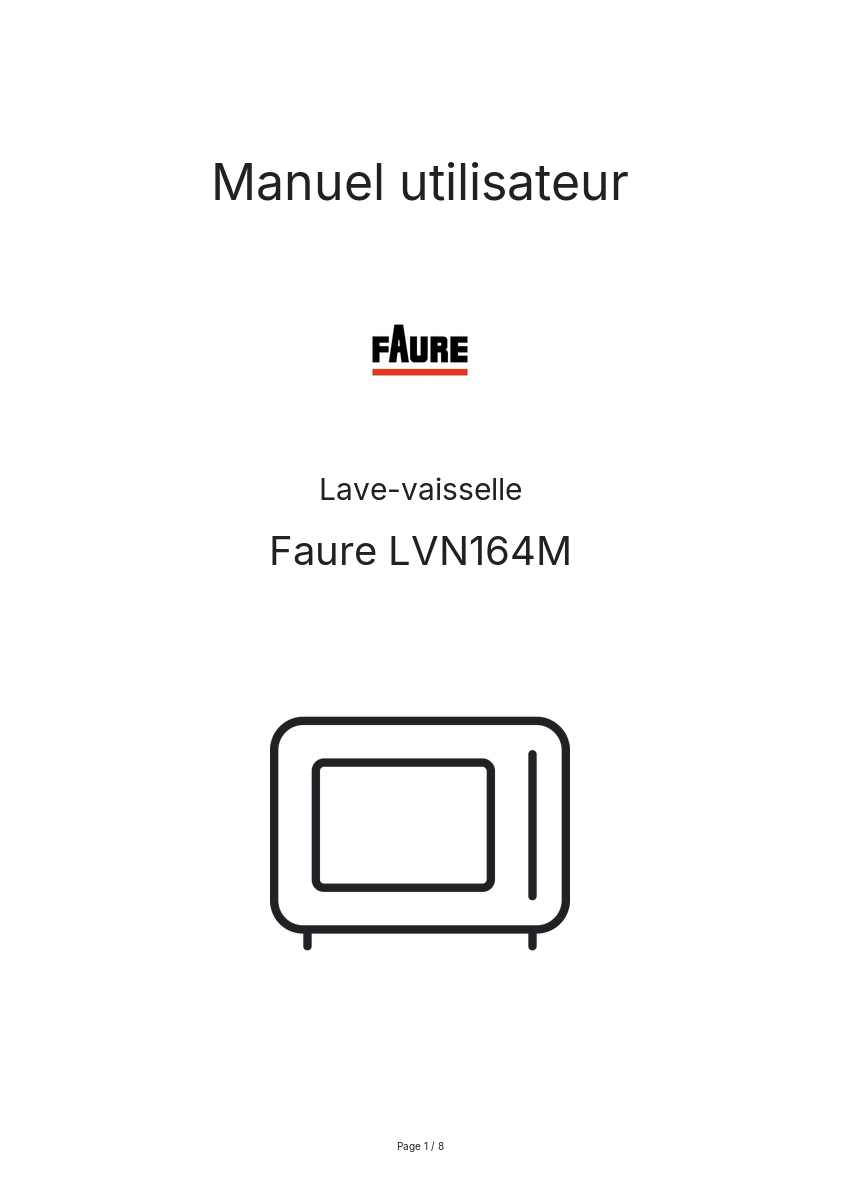 Page n°1 - Manuel utilisateur Faure LVN164M