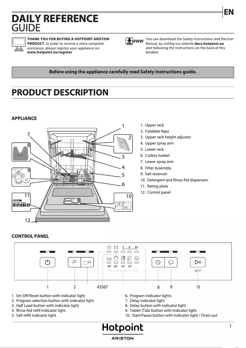 Page n°1 - Manuel utilisateur Hotpoint HB 4010 B