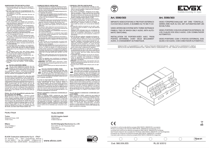 Página 1 del manual Manual de usuario Vimar ELVOX 5590/303