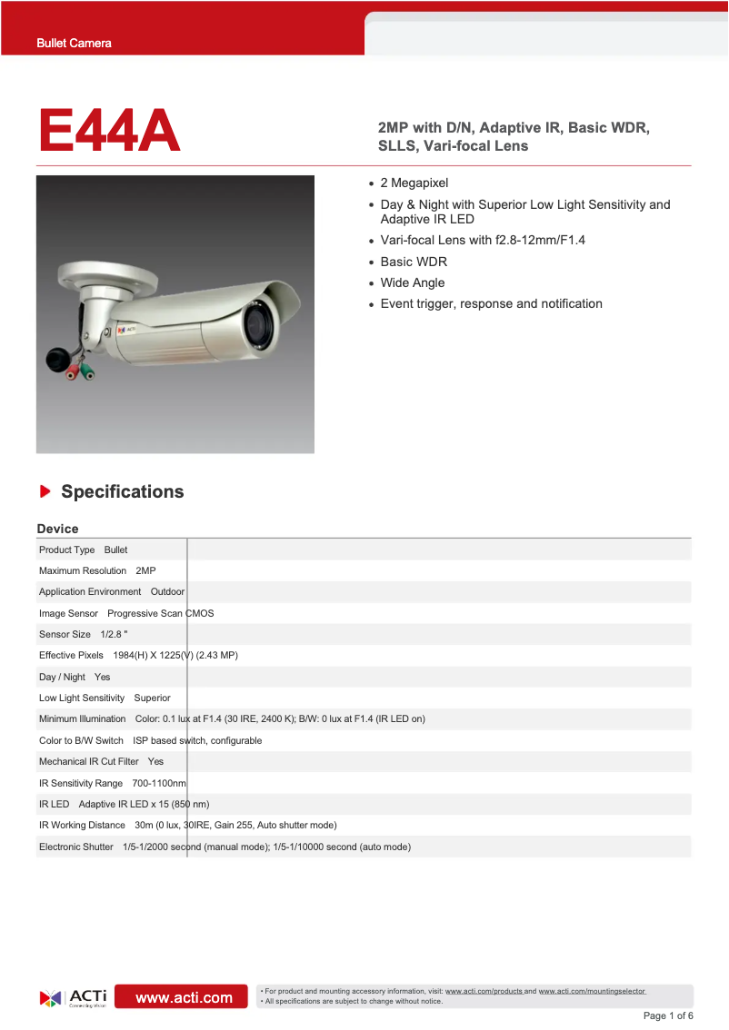 Image de la première page du manuel de l'appareil E44A