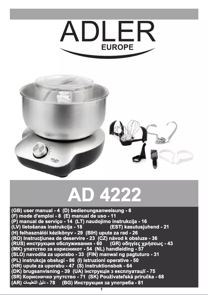 Página 1 del manual Manual de usuario Adler AD 4222
