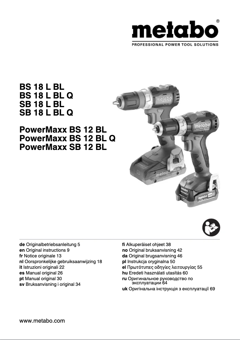 Página 1 del manual Manual de usuario Metabo SB 18 L BL Q