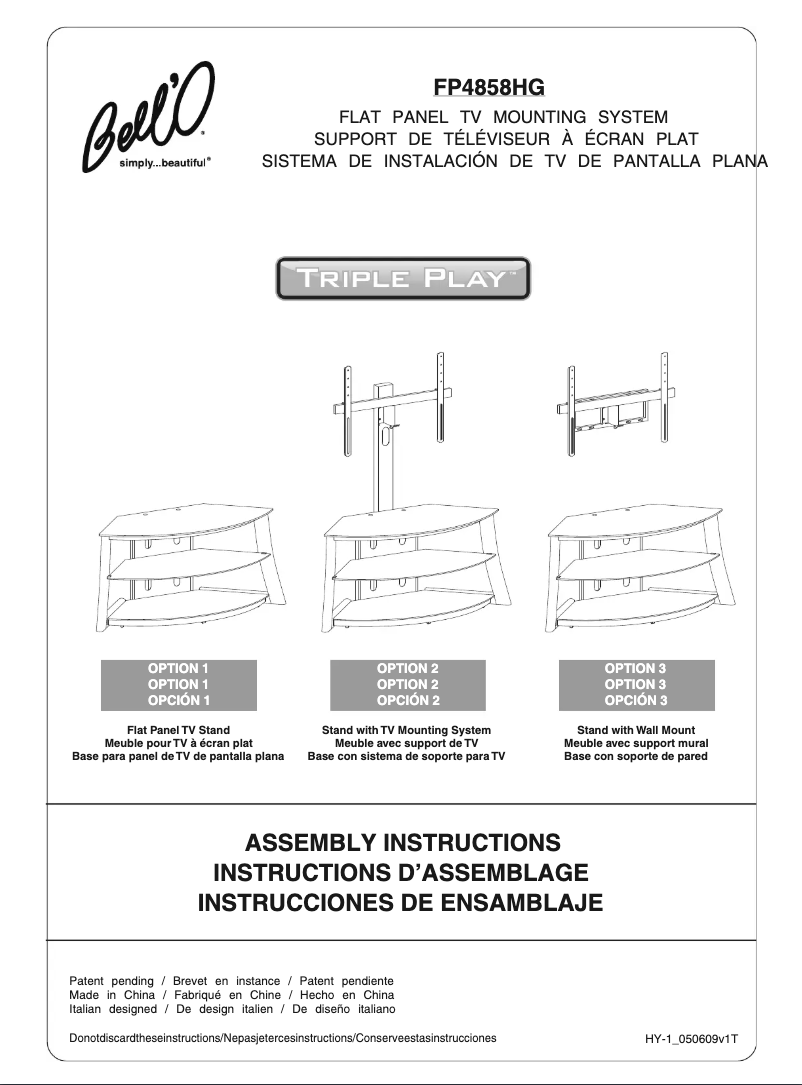 Page n°1 - Manuel utilisateur Bell'O FP-4858HG