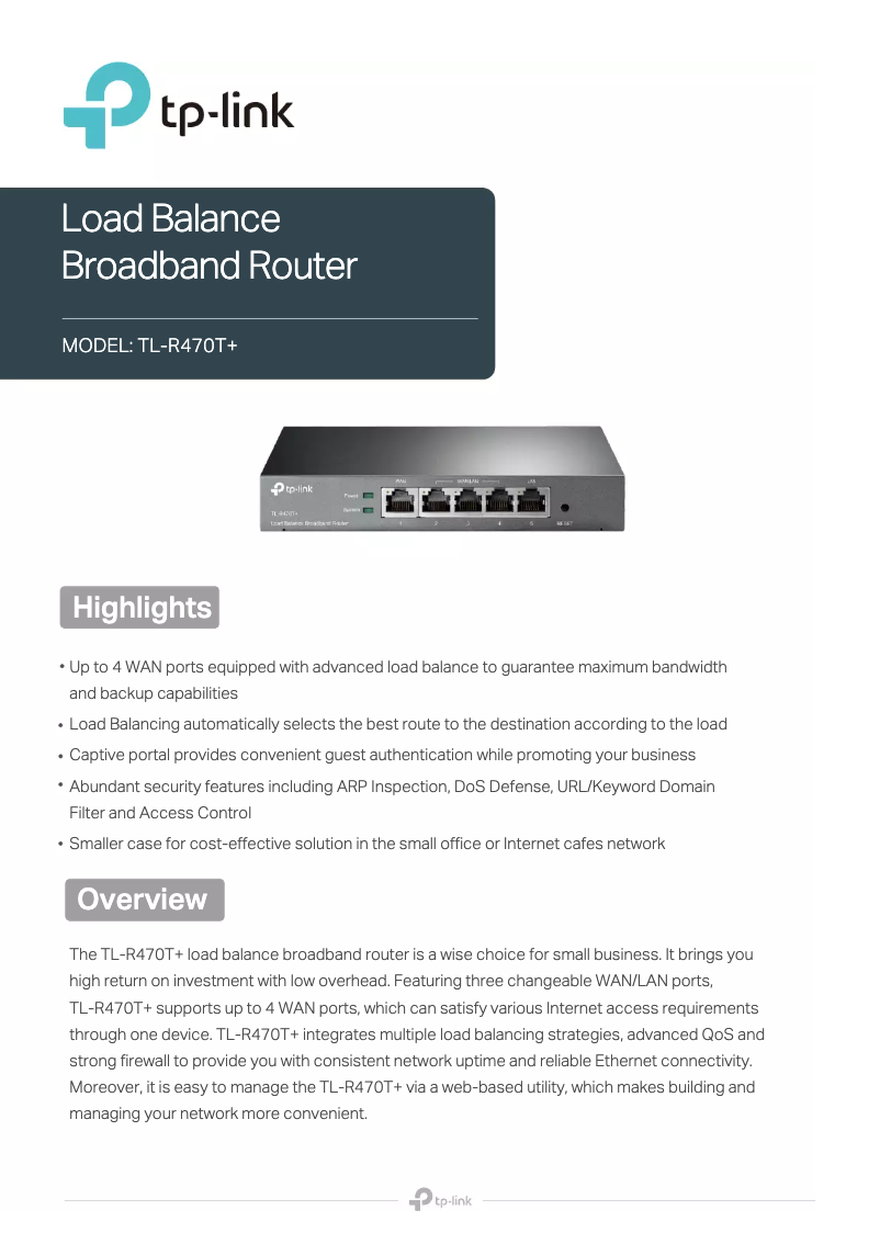 Image de la première page du manuel de l'appareil TL-R470T+