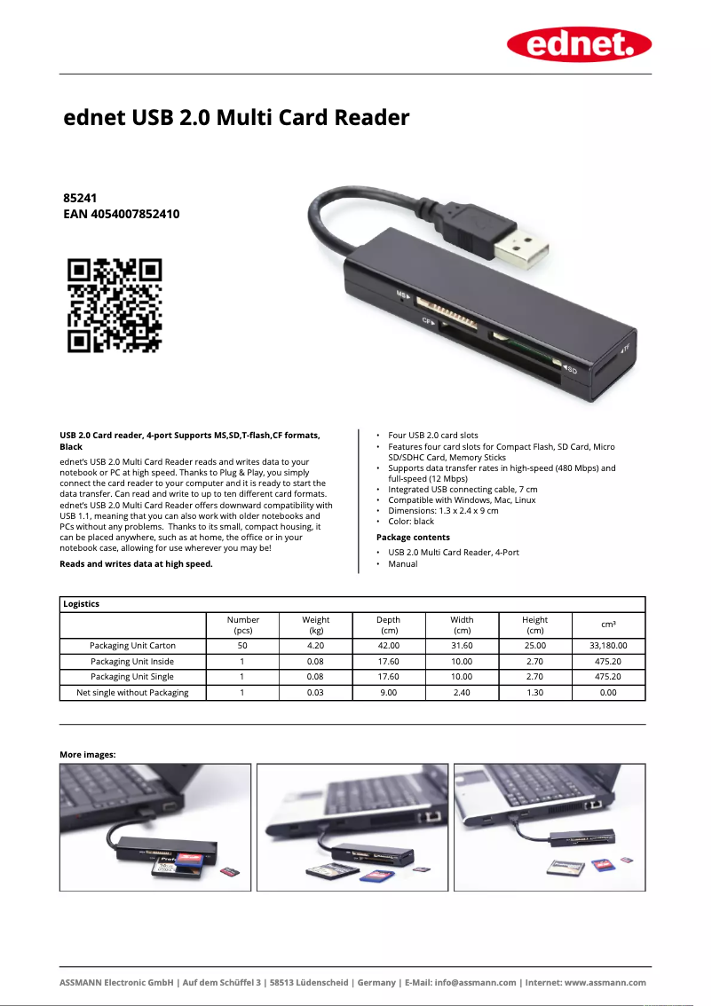 Página 1 del manual Ficha técnica Ednet 85241
