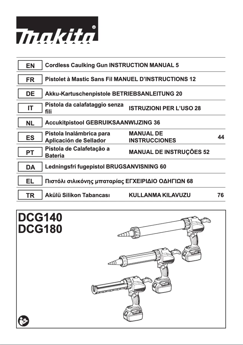 Page n°1 - Manuel utilisateur Makita DCG180RTB