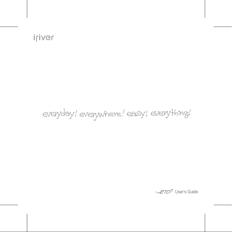 Page n°1 - Manuel utilisateur iRiver E10