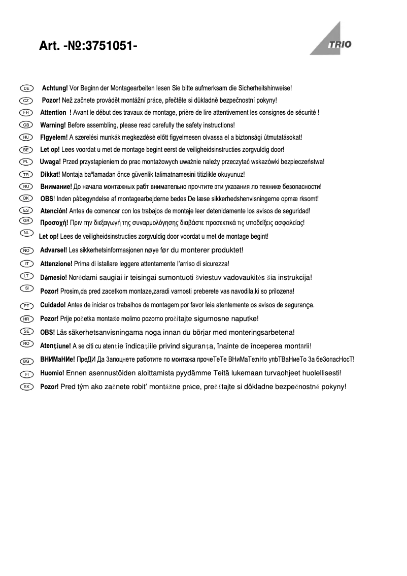 Page 1 de la notice Manuel utilisateur Trio Lighting Stamina 3751051-24