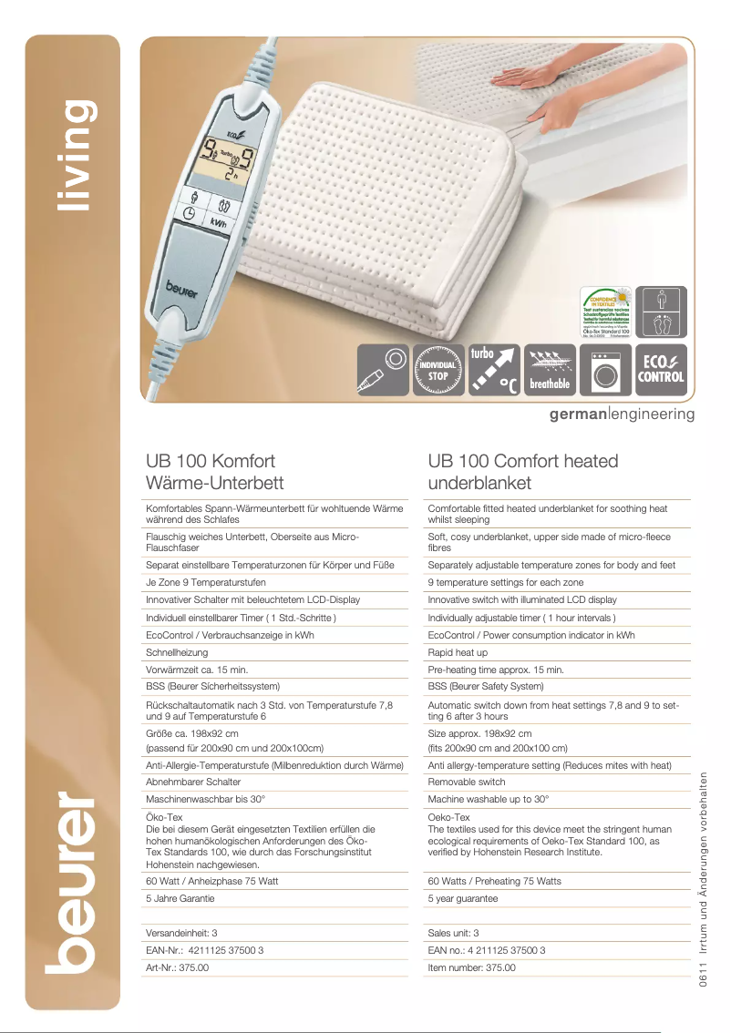 Image de la première page du manuel de l'appareil UB 100 Cosy