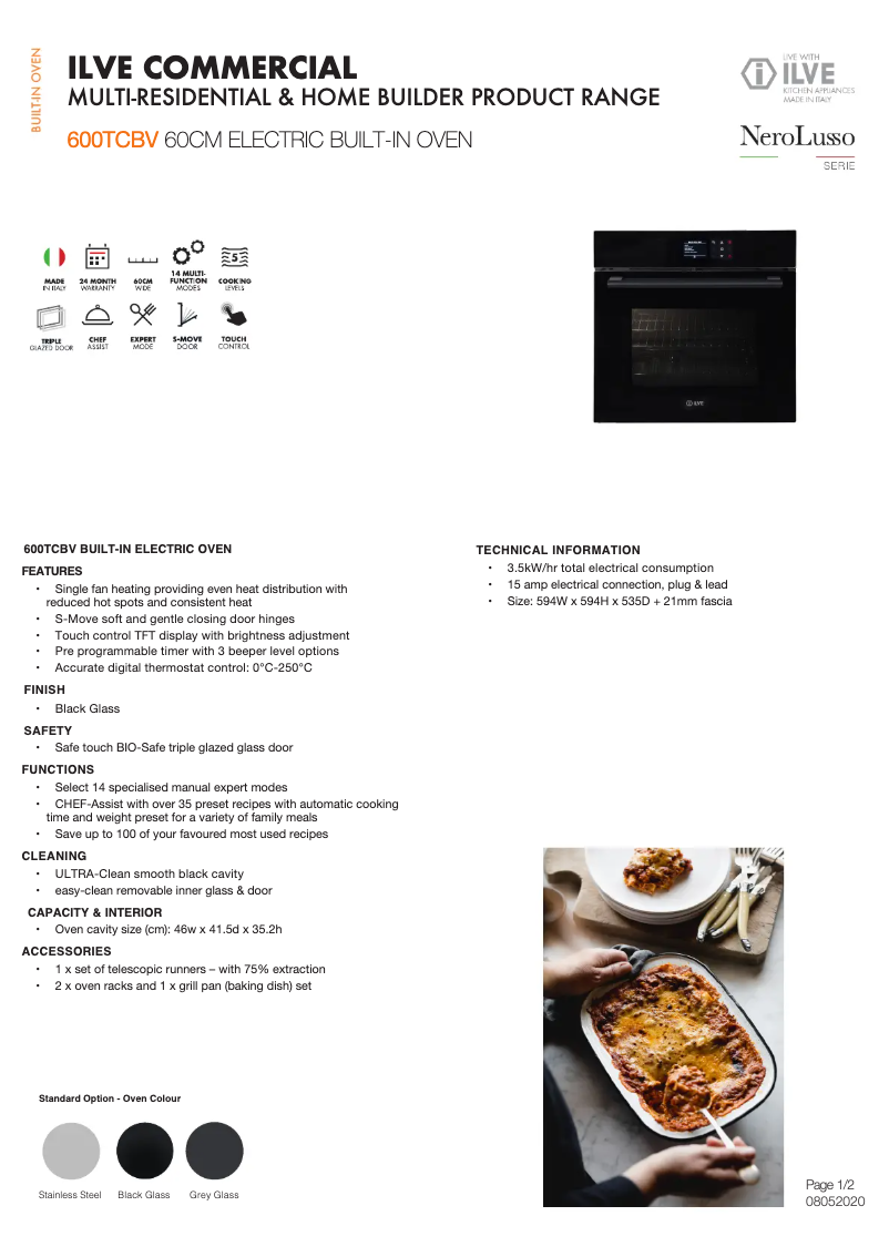 Page n°1 - Fiche technique Ilve 600TCBV